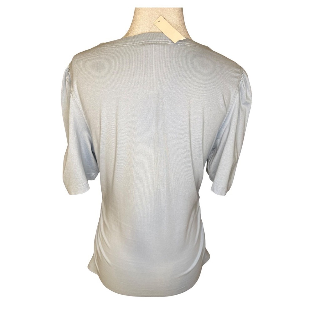 Madewell Light Blue Ribbed Puff Sleeve Crew Neck T Shirt Top Size‎ Small NWT - Picture 4 of 8